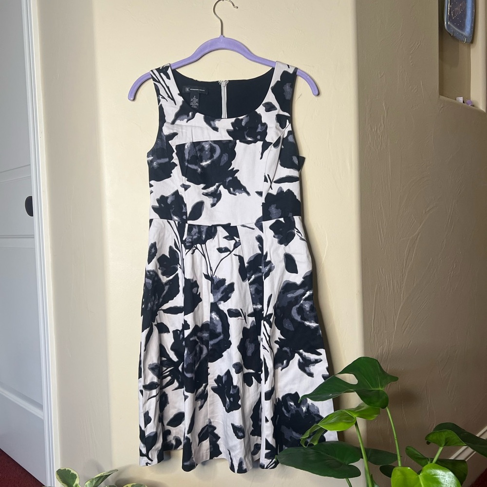 Floral Black and White Dress